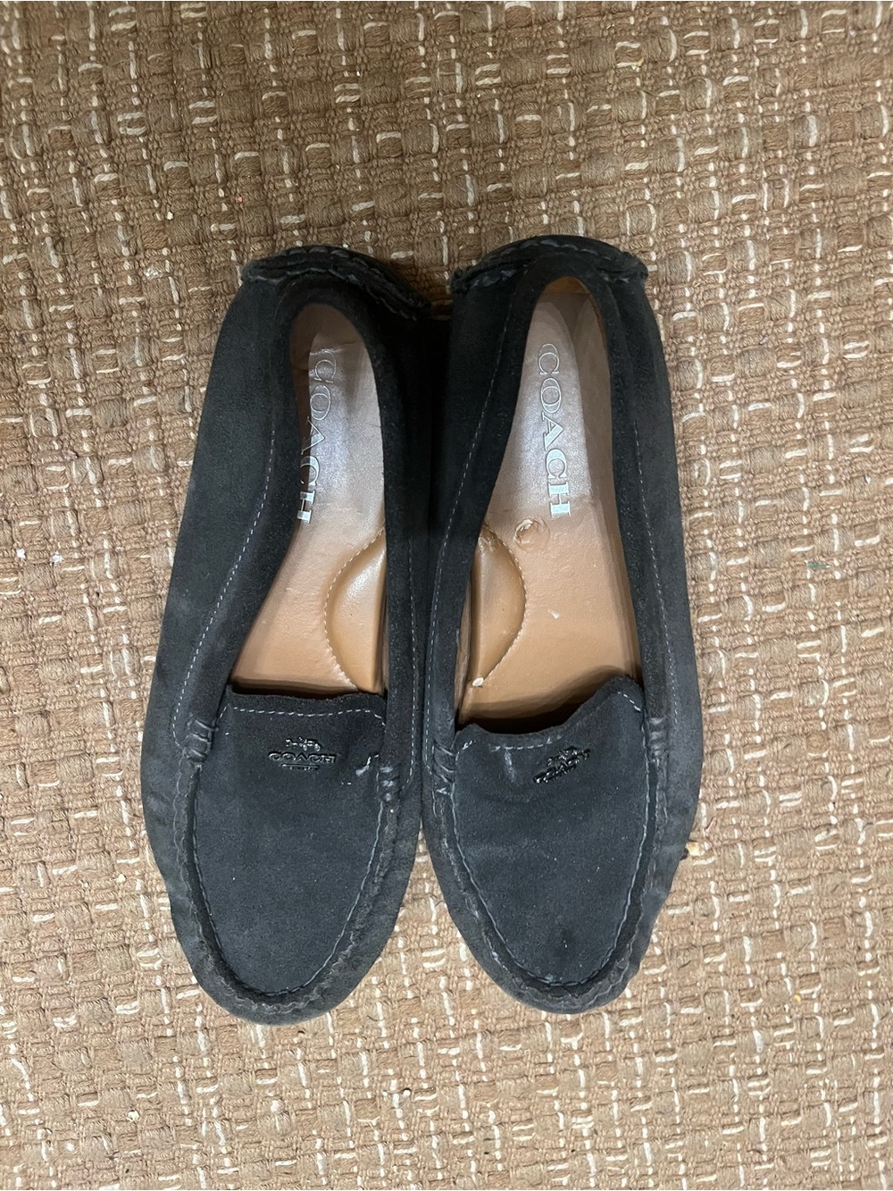 Coach Black Suede Slip-On Moccasin Loafers